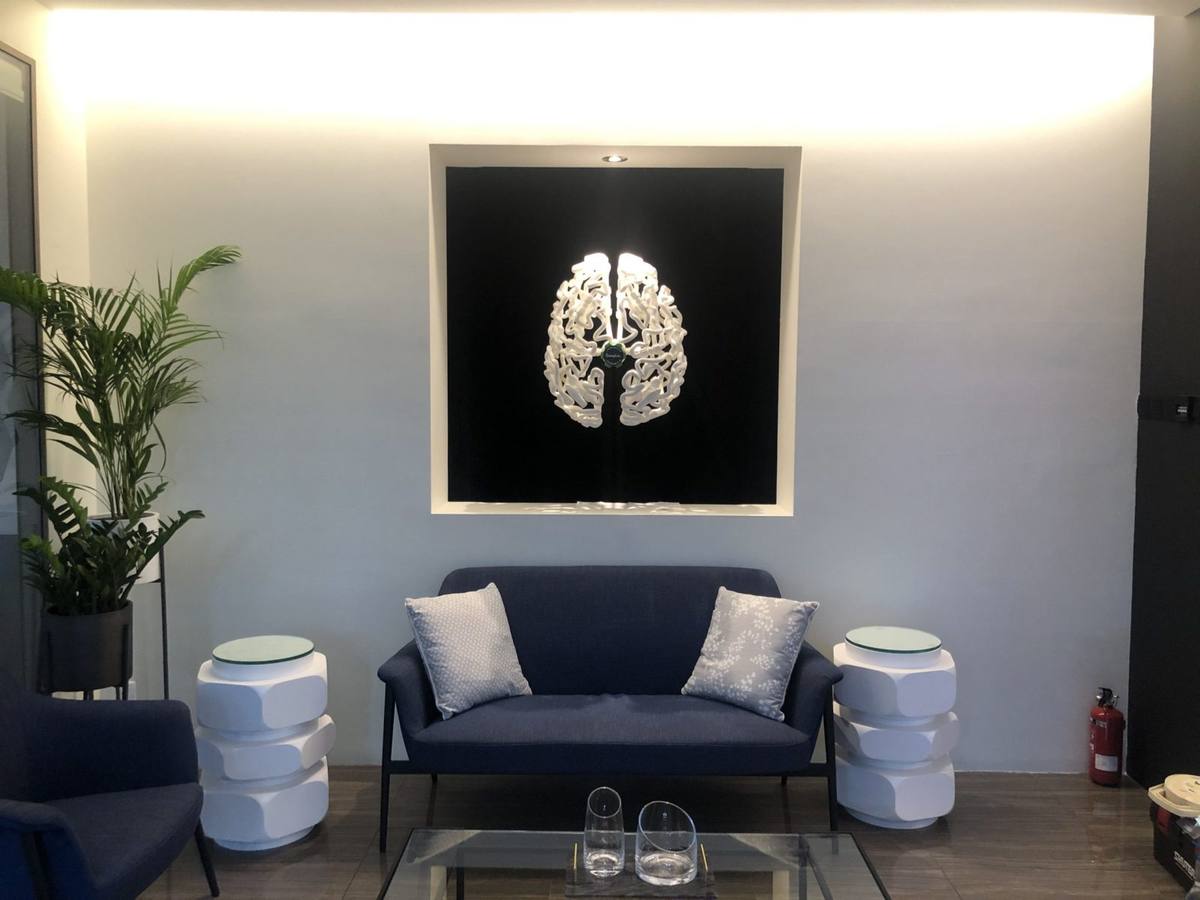 Sculptural brain feature display fabricated for Swagelok corporate lobby